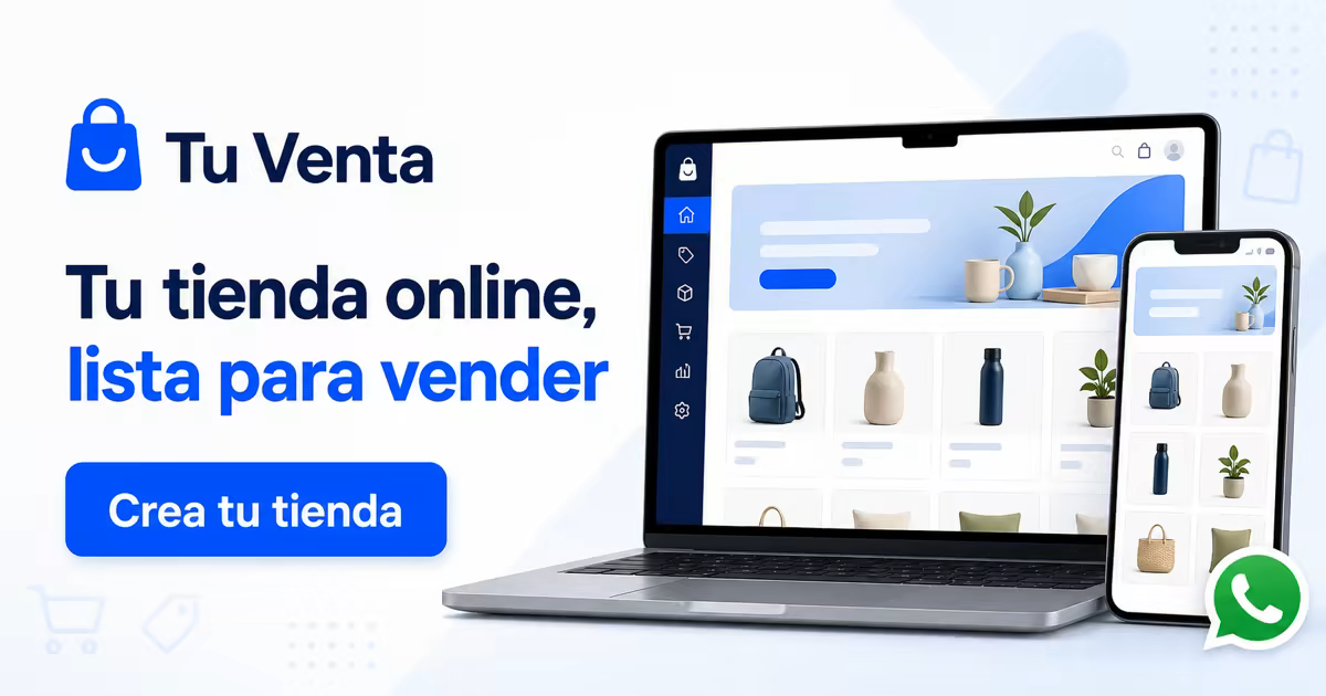 Tu Venta online storefront shown on a laptop and phone.